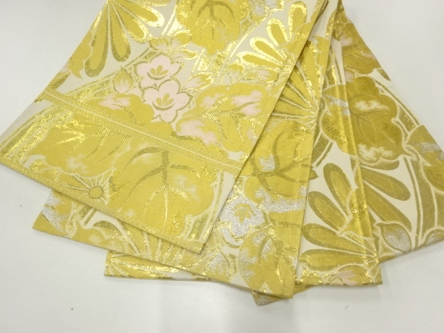  アンティーク　花立涌に桐模様織出し丸帯（材料）